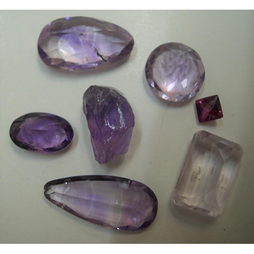 38 - Collection of tested but uncertified Amethyst & similar amethyst type stones, 

Approx total weight ... 