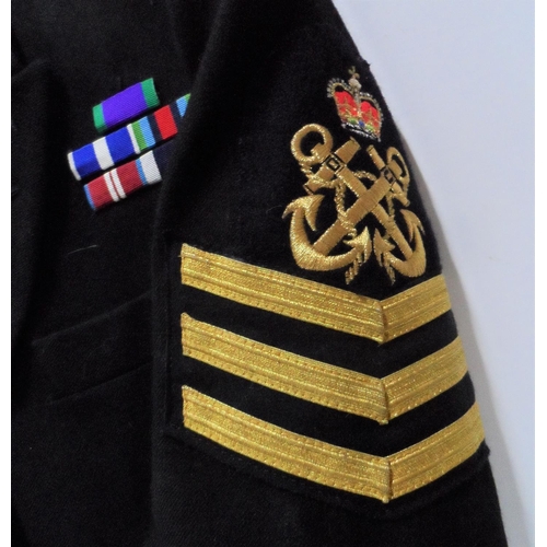 259 - British navy above-water warfare tactical sergeant's dress jacket with service bars together with a ... 