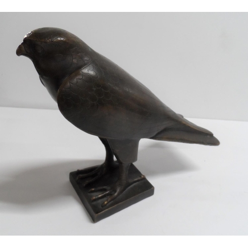 275A - Late 20thC Bronze Egyptian Horus Falcon signed MMA for the Metropolitan Museum of art

approx 33cm l... 