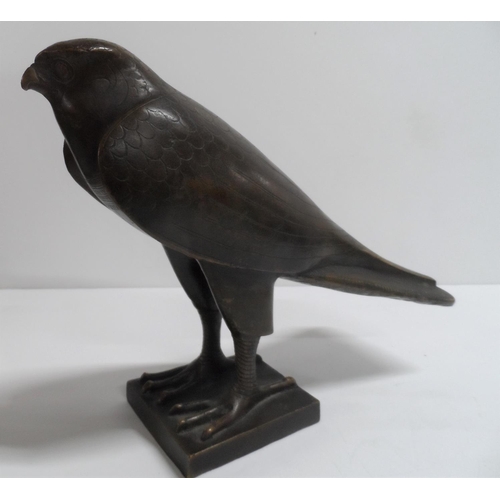 275A - Late 20thC Bronze Egyptian Horus Falcon signed MMA for the Metropolitan Museum of art

approx 33cm l... 