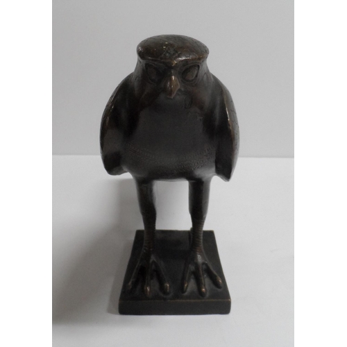 275A - Late 20thC Bronze Egyptian Horus Falcon signed MMA for the Metropolitan Museum of art

approx 33cm l... 