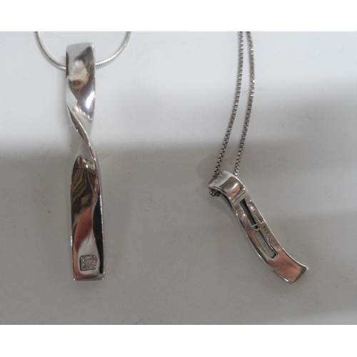 10A - Two 925 silver ladies modern necklaces (2)