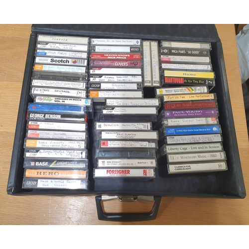 9 - Carry tape cassette case full of late 20thC cassettes