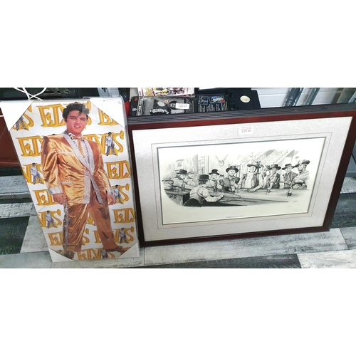 80 - Elvis print together with another framed print (2)