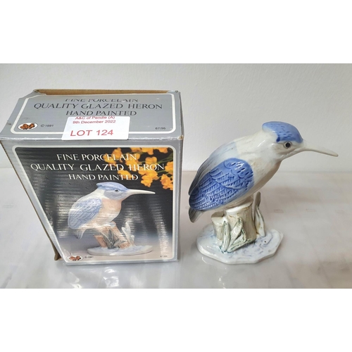 124 - Boxed, hand-painted porcelain Heron figurine