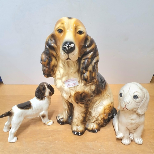 150 - Oversized ceramic seated puppy together with 2 other smaller examples (3)