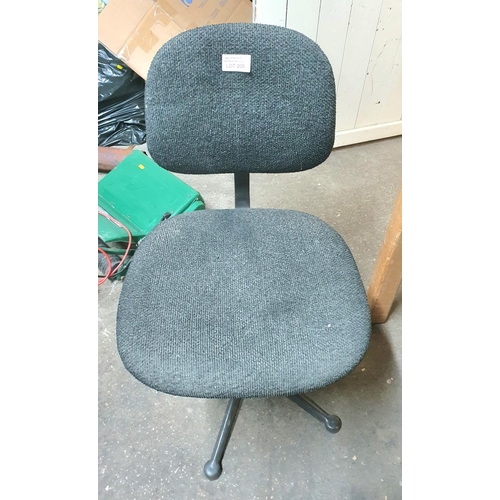 205 - Vintage cloth covered office chair with cast metal footing