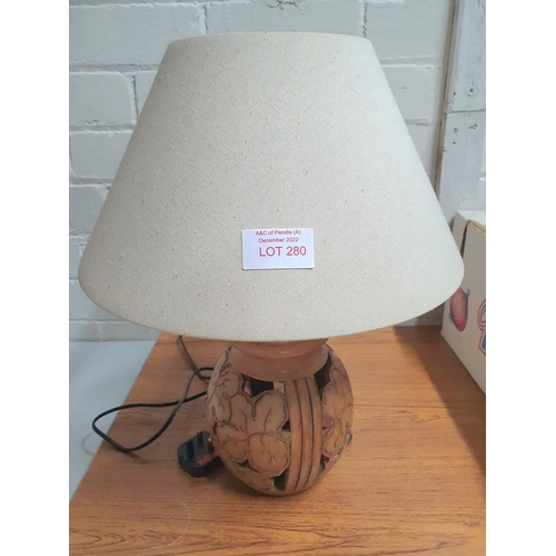 280 - Unglazed ceramic table lamp with shade