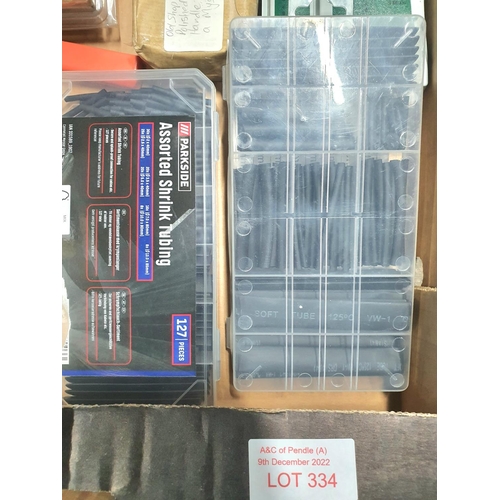 334 - Box of shrink tubing etc (Qty)