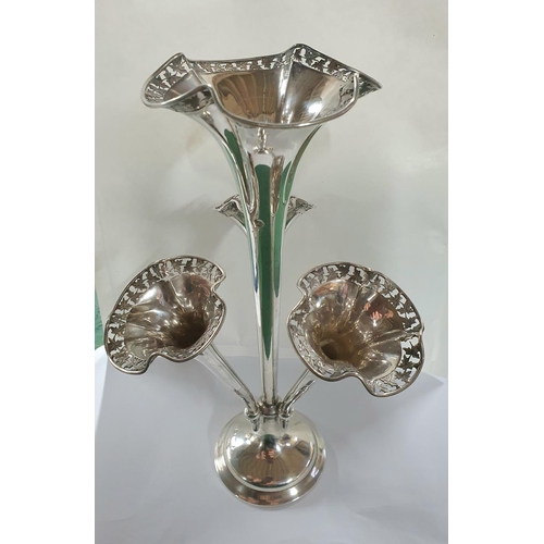 615 - Birmingham hallmarked silver epergne, marks partially rubbed,

247.7 grams with weighted base