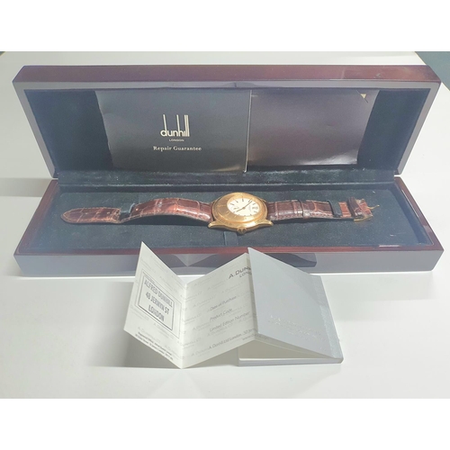 697 - DUNHILL X-CENTRIC 18K YELLOW GOLD WATCH LIMITED EDITION (96/250) BOX AND PAPERS,

Fully hallmarked, ... 