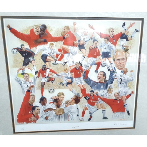 776 - Peter Deighan, pencil signed limited edition (122/500) print showing the 2002 England euro squad, wo... 