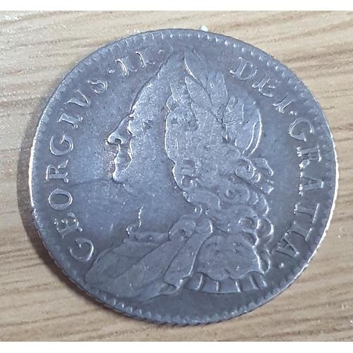 878 - George II 1757 silver sixpence (F)