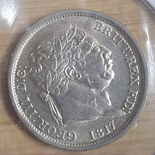 881 - George III 1817 shilling - REPLICA,

milled edge