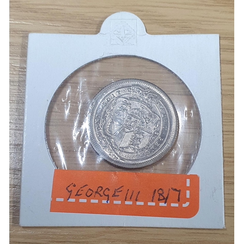 881 - George III 1817 shilling - REPLICA,

milled edge