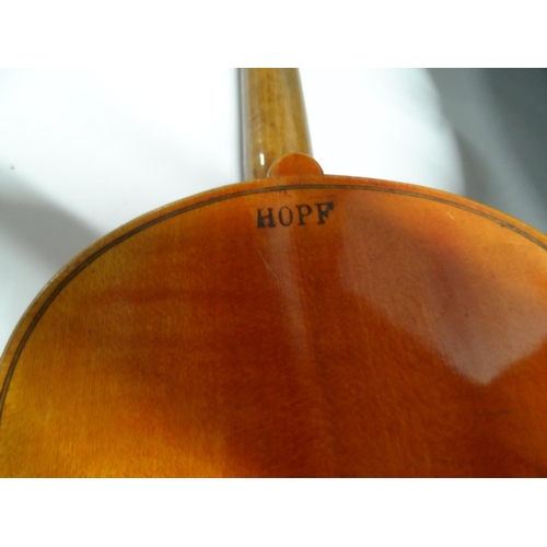 981 - Old Hopf violin together with its hard carry case