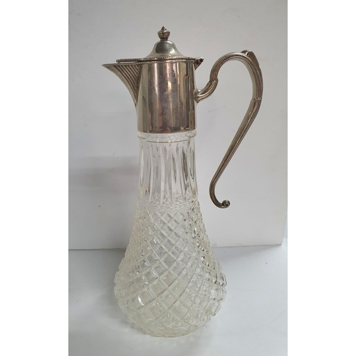 1118 - Fine quality, silver plate, cut glass claret jug