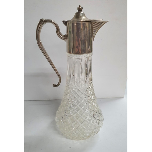 1118 - Fine quality, silver plate, cut glass claret jug