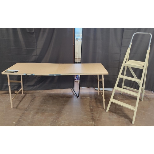 1150A - Vintage wooden ladders and a pasting table (2)