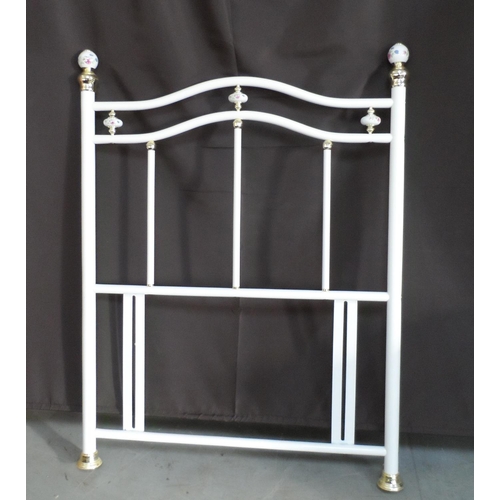 1213 - Modern, white painted metal head-board for a single bed