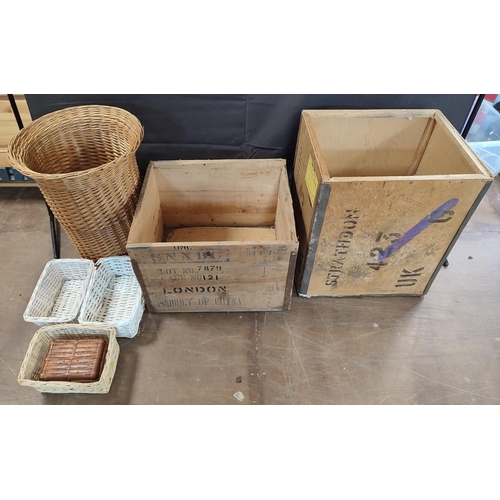 1234 - Collection of wicker baskets and tea-chests (Qty)