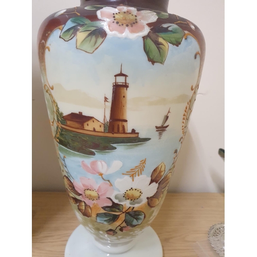 1197 - Two large Victorian vases, one hand-painted (both a/f)