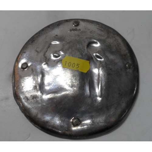 5 - Dutch white metal/low grade silver shallow bowl, unidentified rubbed mark to base