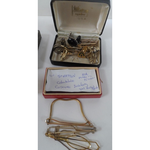 22 - Large quantity of gents cuff-links, tie pins and holders including a cased, as new 22ct gold plated ... 