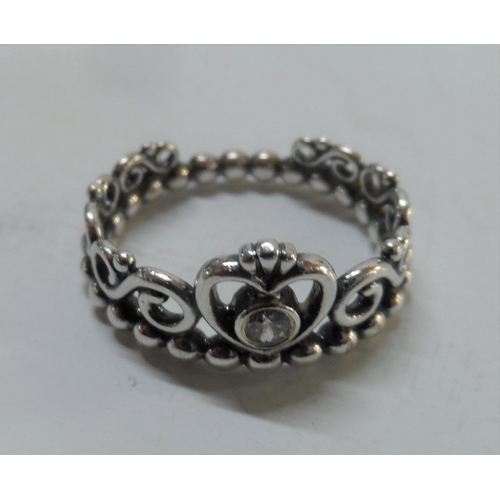 102 - Two silver Pandora rings with one Pandora presentation box (2)