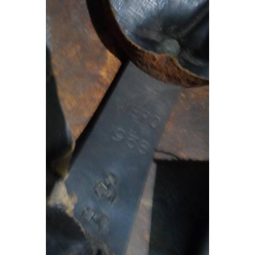 144 - Rare 1938 military helmet, possibly British army issue complete with camouflage meshing