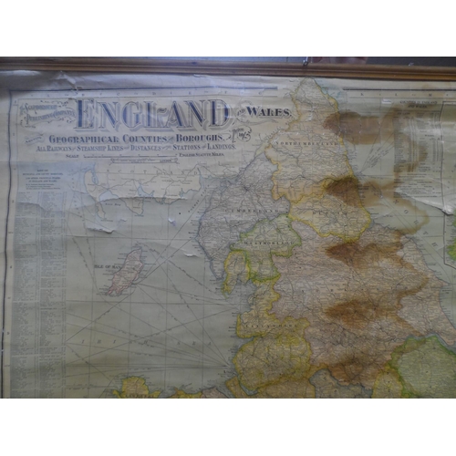 152 - Vintage, large, mid 20thC wall hanging school map of Britain