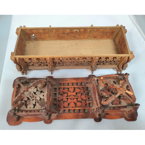 160 - Antique Indian fretwork wooden box (a/f)