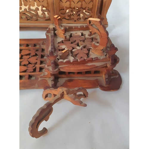 160 - Antique Indian fretwork wooden box (a/f)