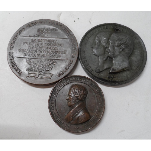 177 - Three old/antique commemorative medal-coins, French, German and Russian (3)