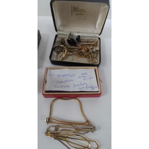 47 - Large quantity of gents cuff-links, tie pins and holders including a cased, as new 22ct gold plated ... 