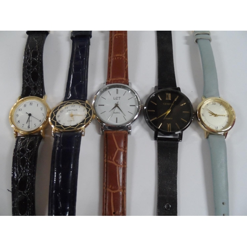 45 - Collection of 5 gents and ladies wrist watches, all with leather straps (5)