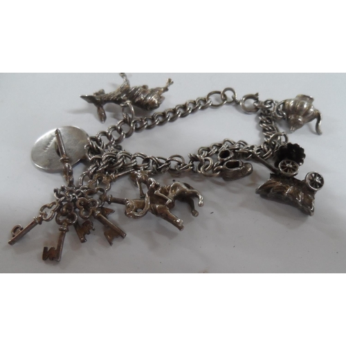 21 - Silver charm bracelet,

30 grams