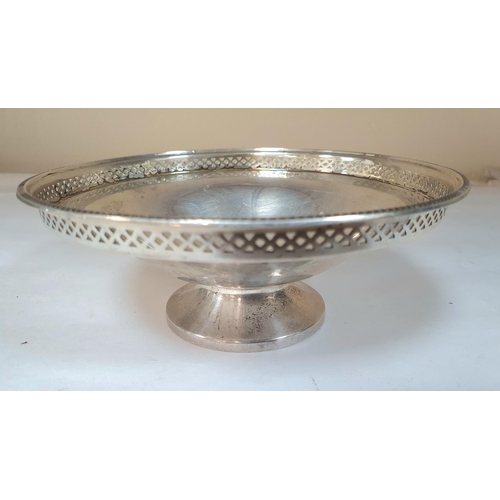 2 - A hallmarked silver pedestal bowl with pierced border, Walker & Hall, Sheffield 1928

103 grams