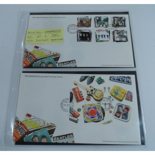 64 - Two 2007 FDC Beatles stamps sets with House of Commons cancelations