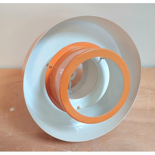 133 - 1970s vintage modernist orange painted metal ceiling light