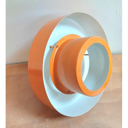 133 - 1970s vintage modernist orange painted metal ceiling light