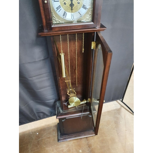 146 - Tempus Fugit, late 20thC Grandmother clock by C Wood & Sons