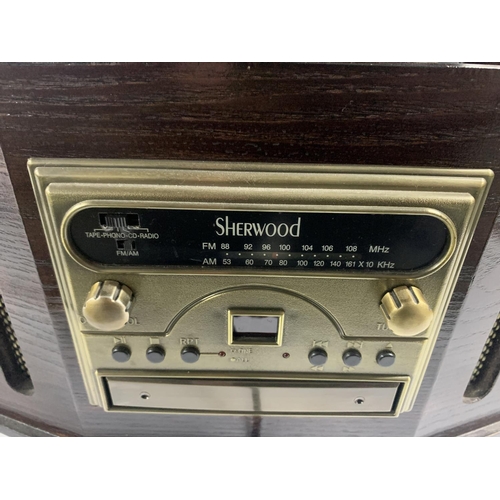 217 - Sherwood modern record player in the form of an early 20thC radio