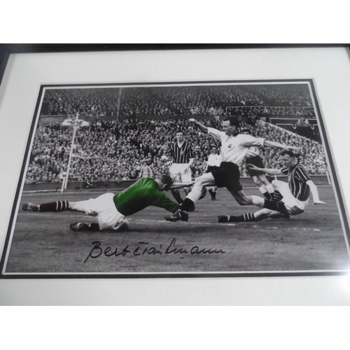 267 - Signed and framed signed Bert Trautmann, Manchester City goalkeeper large photo