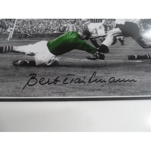 267 - Signed and framed signed Bert Trautmann, Manchester City goalkeeper large photo