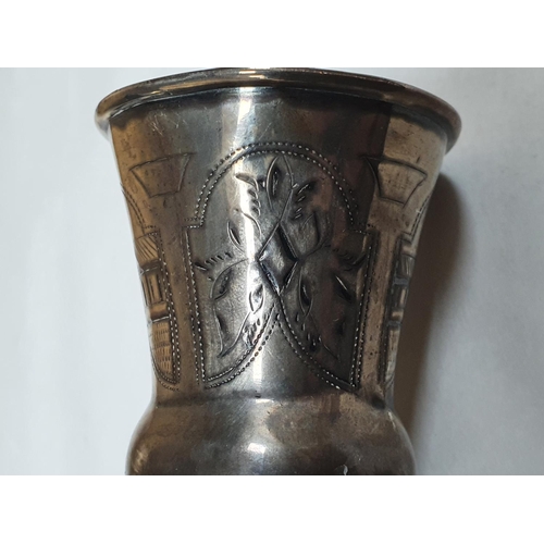 7 - RUSSIAN ANTIQUE SILVER ENGRAVED KIDDUSH GOBLET,

35 grams            9cm tall