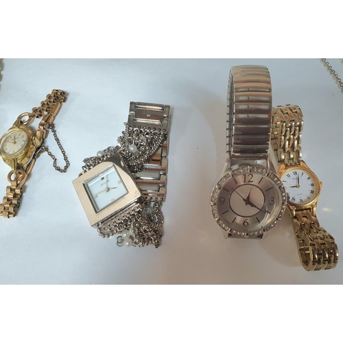 61 - Collection of good quality ladies costume jewellery and four ladies dress watches (Qty)