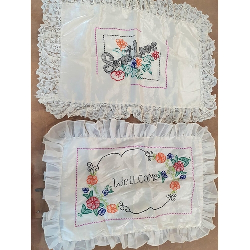 180 - Three hand sewn antique pillow cases (3),

We believe one dates to around 1900 the other 2 circa 191... 