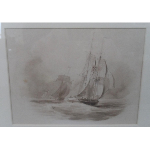 233A - Two unsigned, Georgian sepia watercolour seascapes, both framed with gallery label verso (2),

Each ... 