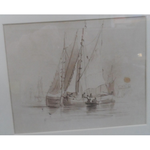 233A - Two unsigned, Georgian sepia watercolour seascapes, both framed with gallery label verso (2),

Each ... 